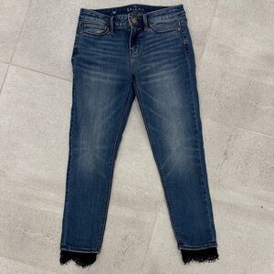 White House Black Market The Skinny Ankle Black Lace Ankle Detail Jeans